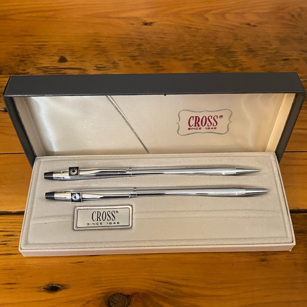 Vintage Cross Chrome 3501 Pen and Pencil Set. Never used. Still in box.